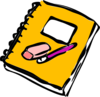 Notebook With Pencil And Eraser Clip Art